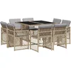 Image de vidaXL - 9-delige - Tuinset - met - kussens - poly - rattan - gemengd - beige