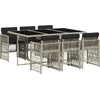 Image de vidaXL - 7-delige - Tuinset - met - kussens - poly - rattan - grijs