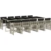 Image de vidaXL - 11-delige - Tuinset - met - kussens - poly - rattan - lichtgrijs