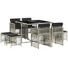 Image de vidaXL - 9-delige - Tuinset - met - kussens - poly - rattan - lichtgrijs