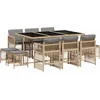 Image de vidaXL - 11-delige - Tuinset - met - kussens - poly - rattan - gemengd - beige