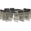 Image de vidaXL - 9-delige - Tuinset - met - kussens - poly - rattan - lichtgrijs