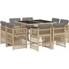 Image de vidaXL - 9-delige - Tuinset - met - kussens - poly - rattan - gemengd - beige