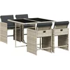 Image de vidaXL - 5-delige - Tuinset - met - kussens - poly - rattan - lichtgrijs