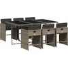 Image de vidaXL - 7-delige - Tuinset - met - kussens - poly - rattan - grijs
