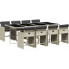 Image de vidaXL - 9-delige - Tuinset - met - kussens - poly - rattan - lichtgrijs