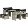 Image de vidaXL - 9-delige - Tuinset - met - kussens - poly - rattan - lichtgrijs