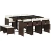 Image de vidaXL - 11-delige - Tuinset - met - kussens - poly - rattan - bruin