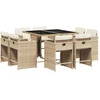 Image de vidaXL - 9-delige - Tuinset - met - kussens - poly - rattan - beige