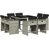 Image de vidaXL - 9-delige - Tuinset - met - kussens - poly - rattan - lichtgrijs