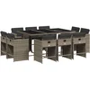 Image de vidaXL - 11-delige - Tuinset - met - kussens - poly - rattan - grijs