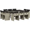 Image de vidaXL - 11-delige - Tuinset - met - kussens - poly - rattan - lichtgrijs