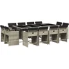 Image de vidaXL - 13-delige - Tuinset - met - kussens - poly - rattan - lichtgrijs