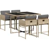 Image de vidaXL - 5-delige - Tuinset - met - kussens - poly - rattan - gemengd - beige