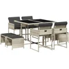 Image de vidaXL - 9-delige - Tuinset - met - kussens - poly - rattan - lichtgrijs