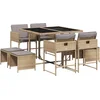 Image de vidaXL - 9-delige - Tuinset - met - kussens - poly - rattan - gemengd - beige