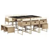 Image de vidaXL - 11-delige - Tuinset - met - kussens - poly - rattan - beige