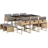 Image de vidaXL - 11-delige - Tuinset - met - kussens - poly - rattan - gemengd - beige