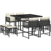 Image de vidaXL - 9-delige - Tuinset - poly - rattan - zwart