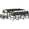 Image de vidaXL - 11-delige - Tuinset - met - kussens - poly - rattan - zwart