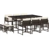 Image de vidaXL - 11-delige - Tuinset - met - kussens - poly - rattan - bruin