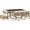 Image de vidaXL - 11-delige - Tuinset - met - kussens - poly - rattan - beige