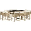 Image de vidaXL - 11-delige - Tuinset - met - kussens - poly - rattan - beige