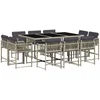 Image de vidaXL - 11-delige - Tuinset - met - kussens - poly - rattan - lichtgrijs
