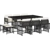 Image de vidaXL - 11-delige - Tuinset - met - kussens - poly - rattan - zwart