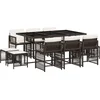 Image de vidaXL - 11-delige - Tuinset - met - kussens - poly - rattan - bruin