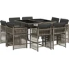 Image de vidaXL - 9-delige - Tuinset - met - kussens - poly - rattan - grijs