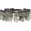Image de vidaXL - 9-delige - Tuinset - met - kussens - poly - rattan - lichtgrijs