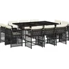 Image de vidaXL - 11-delige - Tuinset - met - kussens - poly - rattan - zwart