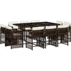 Image de vidaXL - 11-delige - Tuinset - met - kussens - poly - rattan - bruin