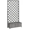 Image de vidaXL - Plantenbak - met - latwerk - massief - vurenhout - grijs