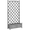Image de vidaXL - Plantenbak - met - latwerk - massief - vurenhout - grijs