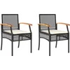 Image de vidaXL - Tuinstoelen - 2 - st - met - kussens - poly - rattan - en - acaciahout - zwart
