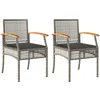 Image de vidaXL - Tuinstoelen - 2 - st - met - kussens - poly - rattan - en - acaciahout - grijs