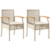 Image de vidaXL - Tuinstoelen - 2 - st - met - kussens - poly - rattan - en - acaciahout - beige