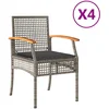 Image de vidaXL - Tuinstoelen - 4 - st - met - kussens - poly - rattan - en - acaciahout - grijs