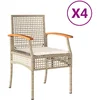 Image de vidaXL - Tuinstoelen - 4 - st - met - kussens - poly - rattan - en - acaciahout - beige