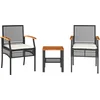 Image de vidaXL - 3-delige - Bistroset - met - kussens - poly - rattan - en - acaciahout - zwart