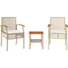 Image de vidaXL - 3-delige - Bistroset - met - kussens - poly - rattan - en - acaciahout - beige