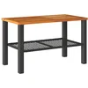 Image de vidaXL - Tuintafel - 70x38x42 - cm - poly - rattan - en - acaciahout - zwart