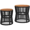 Image de vidaXL - Tuinbijzettafels - 2 - st - met - houten - blad - poly - rattan - zwart