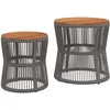 Image de vidaXL - Tuinbijzettafels - 2 - st - met - houten - blad - poly - rattan - grijs