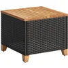 Image de vidaXL - Tuintafel - 45x45x37 - cm - poly - rattan - en - acaciahout - zwart