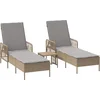 Image de vidaXL - Ligstoel - met - kussen - 3 - pcs - Beige - en - Lichtgrijs - poly - rattan