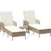 Image de vidaXL - Ligstoel - met - kussen - 3 - pcs - Beige - en - Crème - Wit - poly - rattan