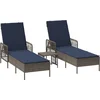 Image de vidaXL - Ligstoel - 3 - pcs - Grijs - en - Marineblauw - 200 - x - 55 - x - 92 - cm